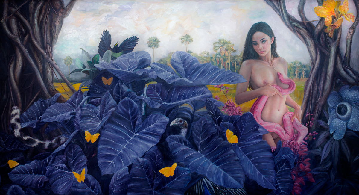 THE GARDEN OF YELLOW BUTTERFLIES by Adrian Vasquez, painting